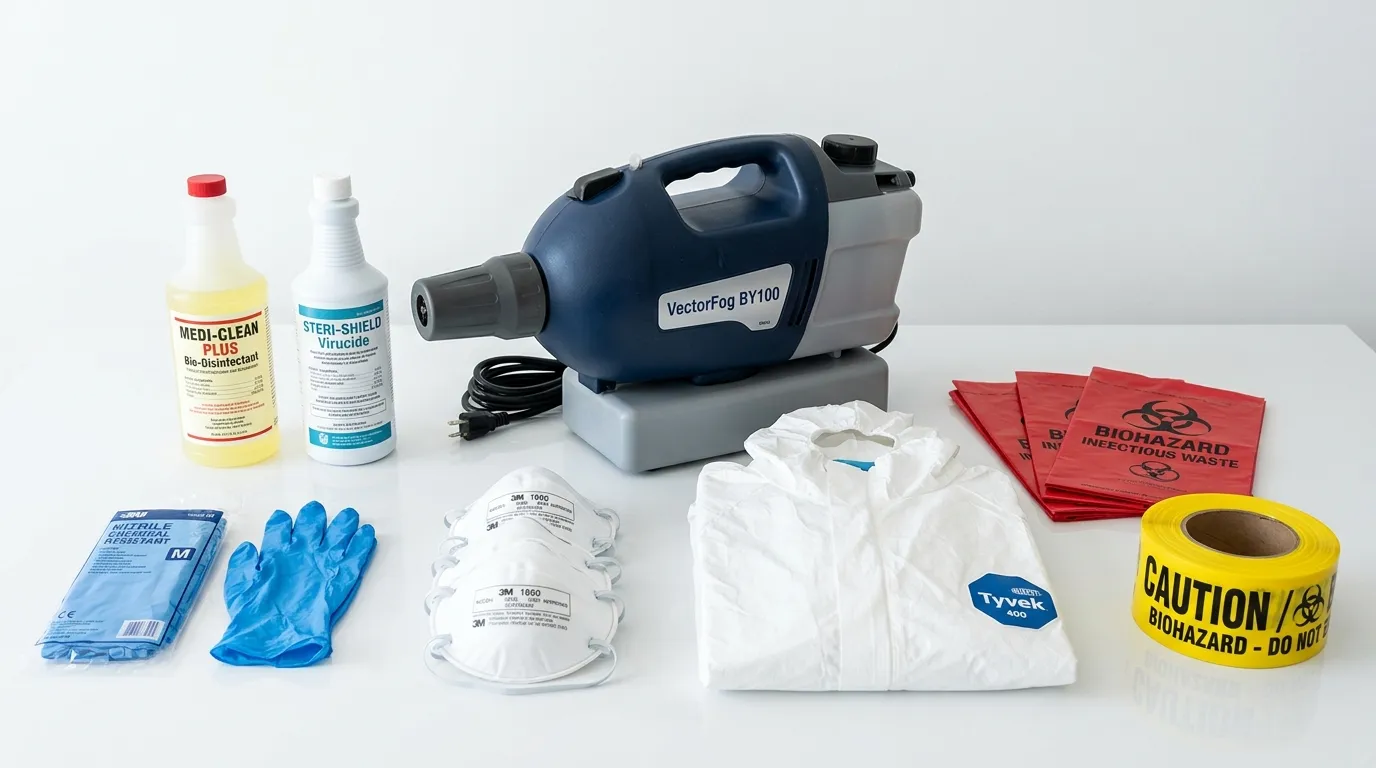 Professional biohazard remediation crew working in Little Havana